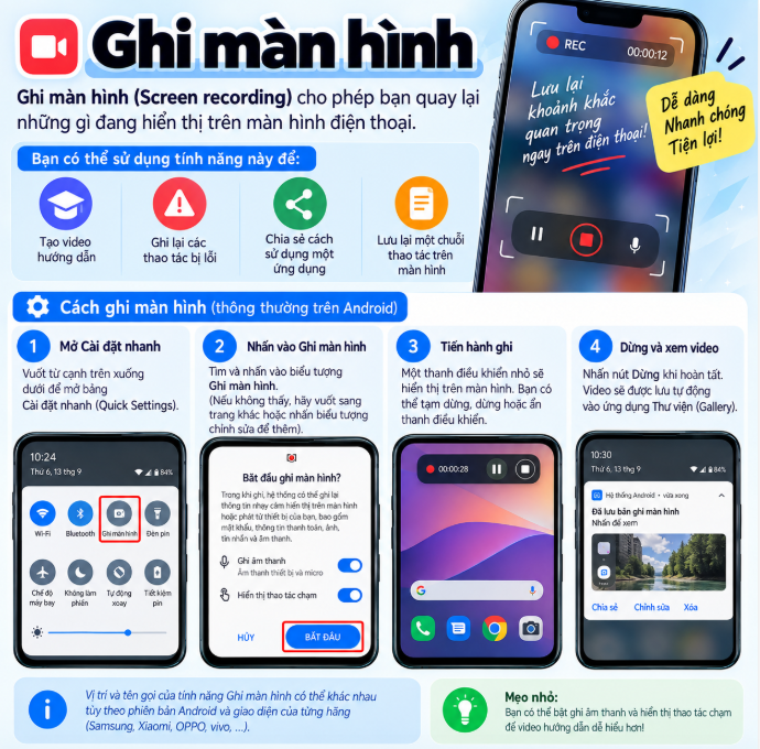 tính năng ghi màn hình android